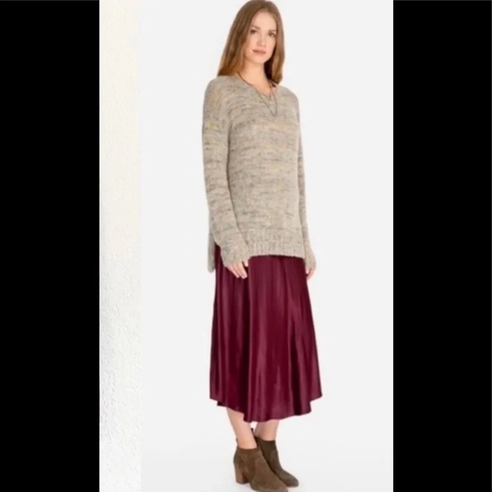 Johnny Was Silky Maroon Maxi Skirt sz S - Picture 2 of 10